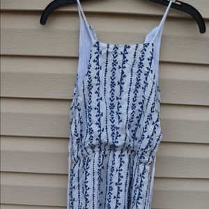 A cami white and blue patterned casual dress